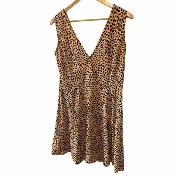 Yellow Printed VNeck Wide Strap Mini Dress M - Picture 1 of 9